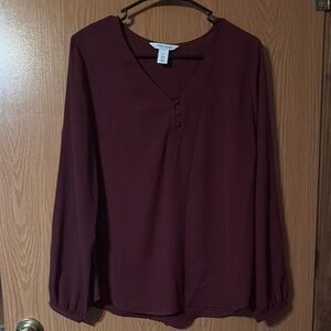 Elegant Burgundy V-Neck Blouse